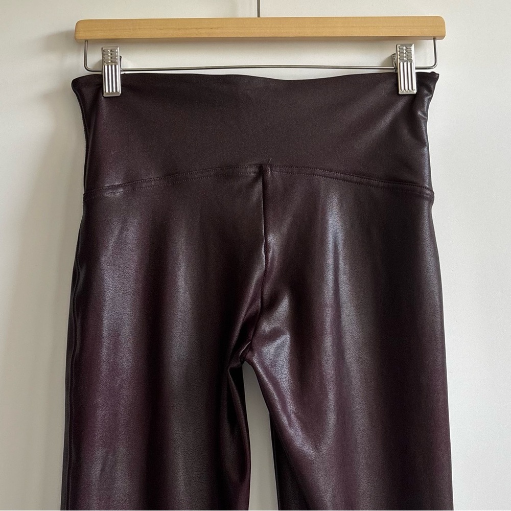 SPANX Faux Leather Leggings High-Waisted Wine Burgundy Size Large - Picture 13 of 16